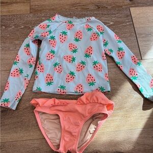 Old Navy Kids Strawberry Rashguard Set - Pink and Green